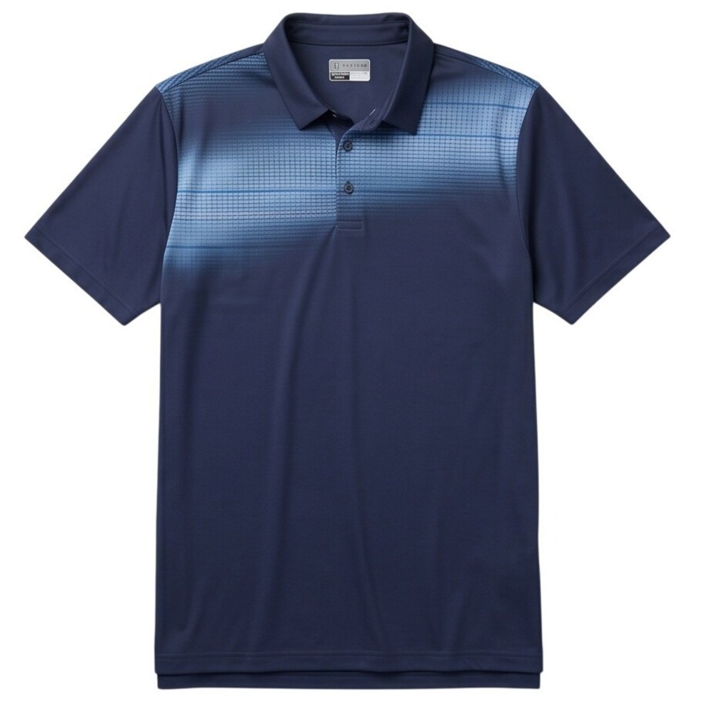 PGA Tour Pro Series Mens XXL Peacoat Blue Ombre Striped Golf Polo Shirt NWT